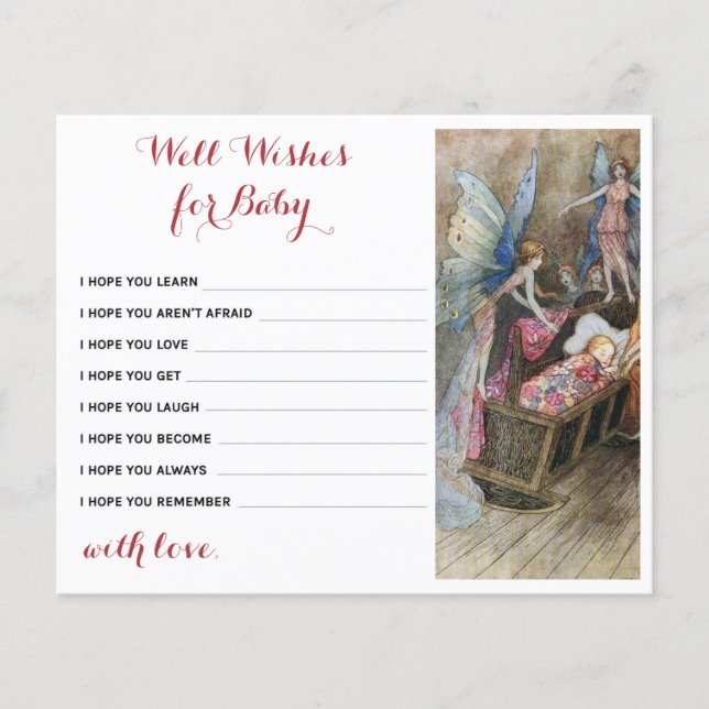 Pink Fairy Baby Blessing Well Wishes for Baby Card (Front)