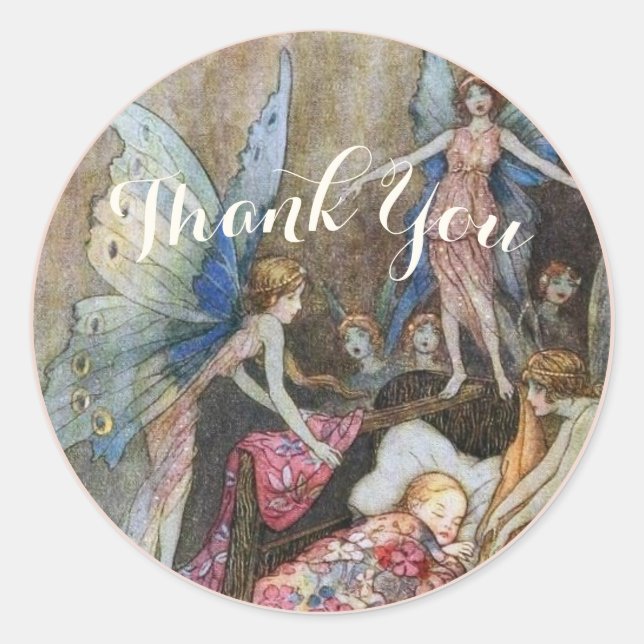 Pink Fairy Baby Blessings Baby Shower  Classic Round Sticker (Front)