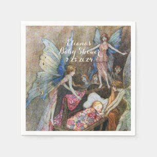 Pink Fairy Baby Blessings Baby Shower Napkin