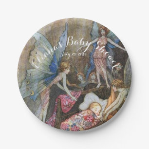 Pink Fairy Baby Blessings Baby Shower Paper Plate