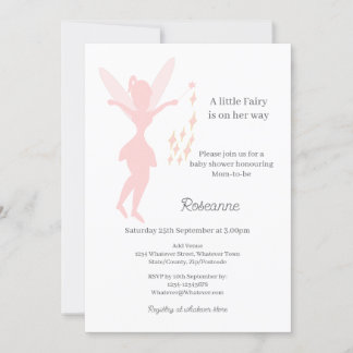 Pink Fairy Baby Girl Baby Shower Invitation