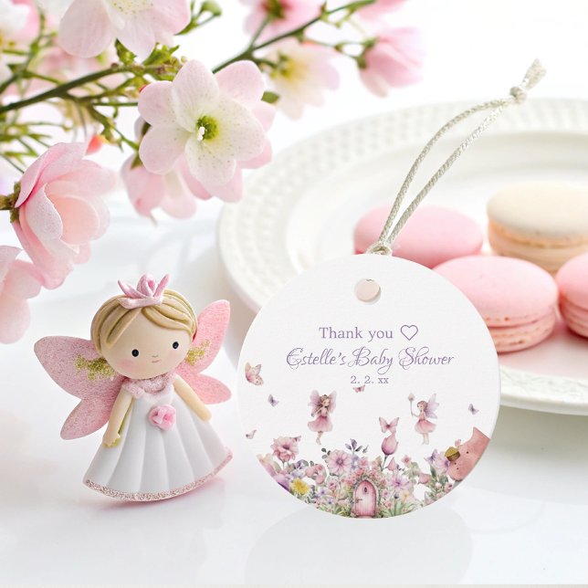 Pink Fairy Baby Shower Favour Tag (Creator Uploaded)