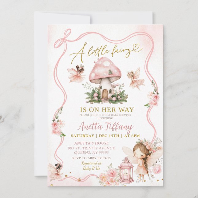 Pink Fairy Baby Shower Invitation (Front)