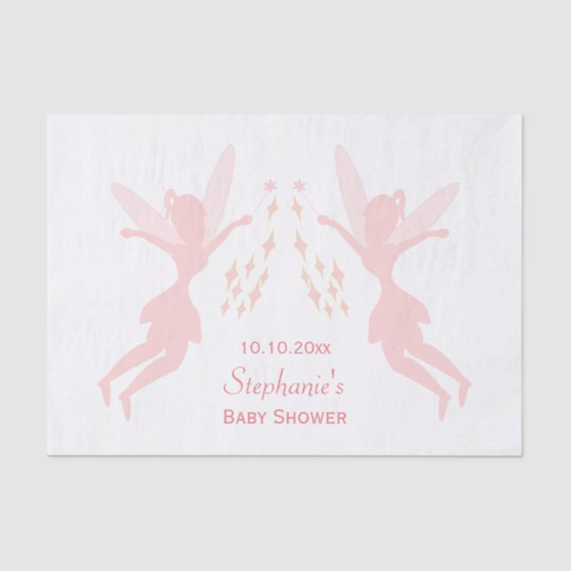 Pink Fairy Baby Shower Tissue Paper (Front)