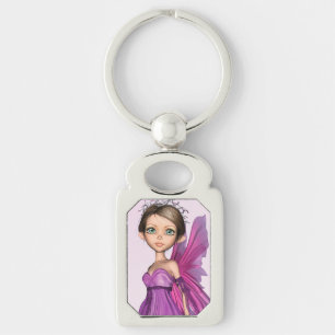 Pink Fairy Big Eyes Fantasy Portrait Key Ring