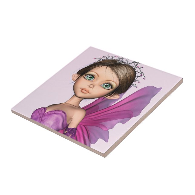 Pink Fairy Big Eyes Fantasy Portrait Tile (Side)