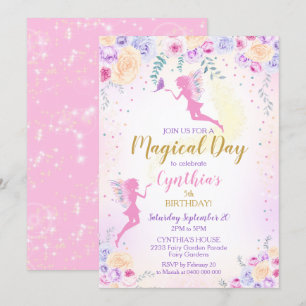 Pink Fairy Birthday Invitation Fairy Garden