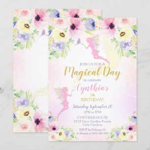 Pink Fairy Birthday Invitation Fairy Garden