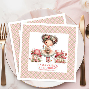 Pink Fairy Birthday Invitation Magical Floral   Napkin