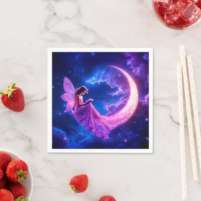 Pink fairy crescent moon glow cute magic napkin (Insitu)