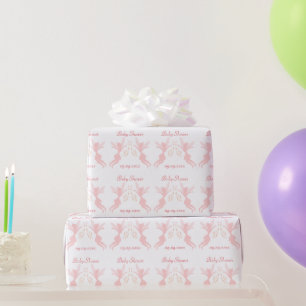 Pink Fairy Design Baby Shower Wrapping Paper