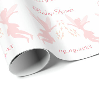 Pink Fairy Design Baby Shower Wrapping Paper