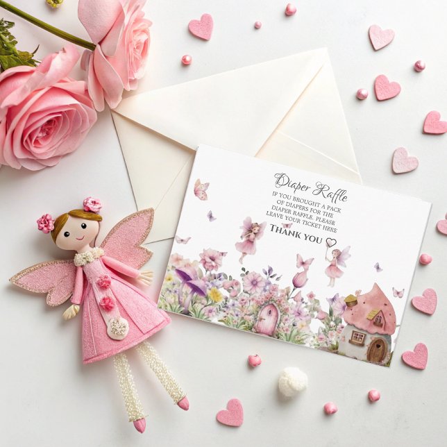 Pink Fairy Diaper Raffle Card for Baby Shower (Creator Uploaded)