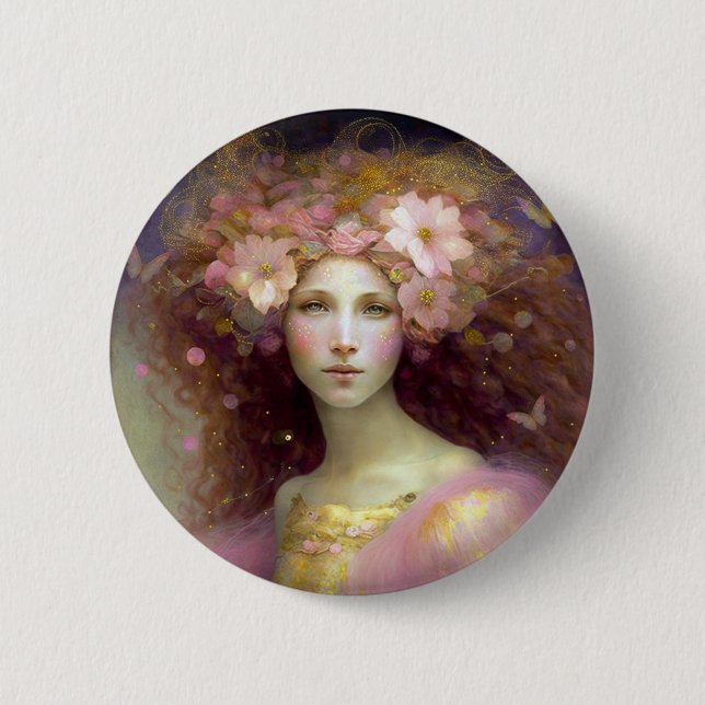 Pink Fairy Fantasy Art 6 Cm Round Badge (Front)