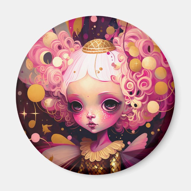 Pink Fairy Fantasy Art Magnet (Front)