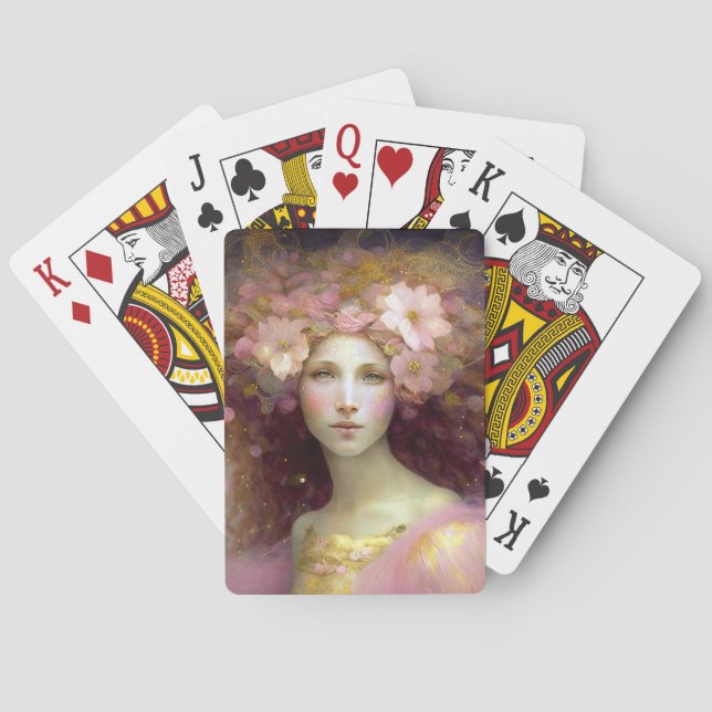 Pink Fairy Fantasy Art Playing Cards (Back)
