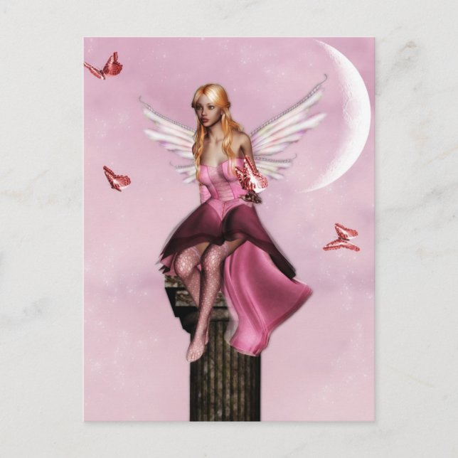 Pink fairy fantasy postcard (Front)