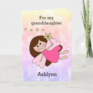 Pink Fairy Girl 6th Birthday Card