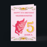 Pink Fairy Granddaughter's 5th birthday Card<br><div class="desc">This Happy 5th Birthday Granddaughter card features a floating pink fairy on a pale pink background with yellow flower boarders. This card would be a good way to celebrate your Granddaughters 5th birthday especially if she loves Fairies. The card can be personalised with your Granddaughters name on the front. The...</div>