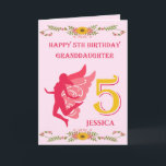 Pink Fairy Granddaughter's 5th birthday Card<br><div class="desc">This Happy 5th Birthday Granddaughter card features a floating pink fairy on a pale pink background with yellow flower boarders. This card would be a good way to celebrate your Granddaughters 5th birthday especially if she loves Fairies. The card can be personalised with your Granddaughters name on the front. The...</div>