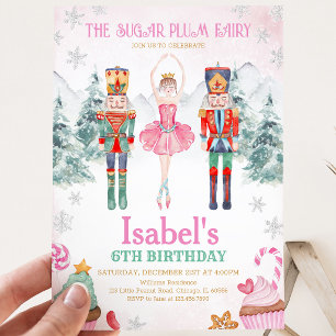 Pink Fairy Nutcracker Birthday Winter Invitation