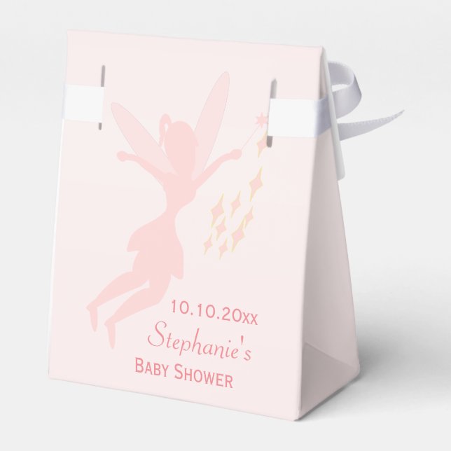 Pink Fairy Pink Baby Shower Favour Box (Back Side)