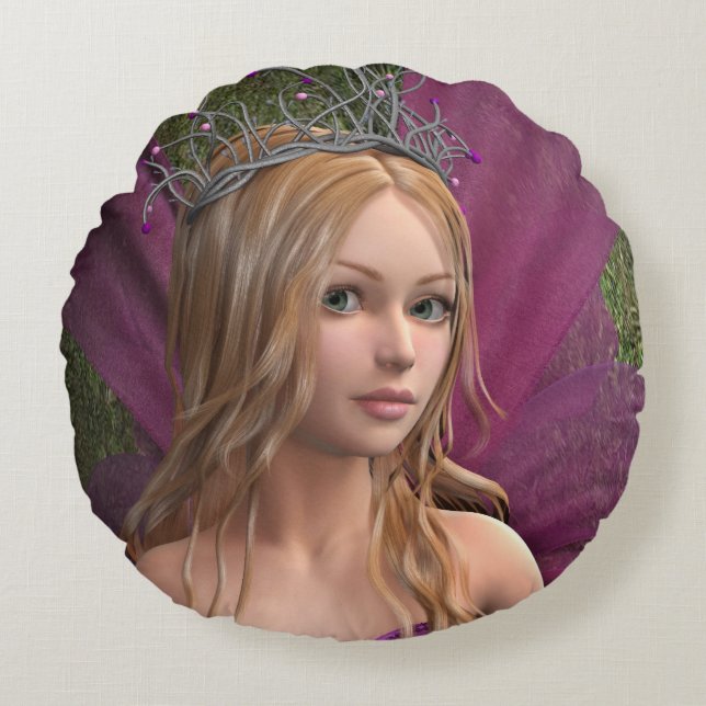 Pink Fairy Round Cushion (Front)