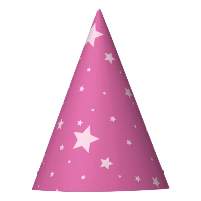 Pink Fairy Stars Girl Birthday Party Hat (Front)