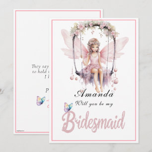 Pink Fairy Swing Will You Be My Bridesmaid Invitation
