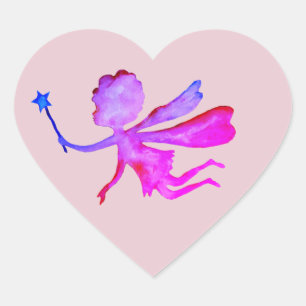 Pink Fairy Watercolor Drawing Star Stickers