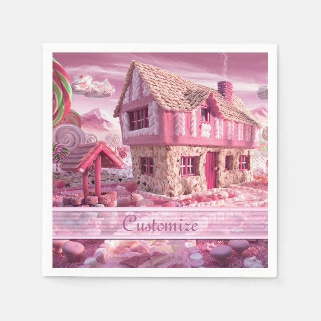 Pink Fairytale Candy Cottage Napkins (Front)