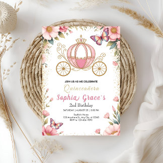 Pink Fairytale Quinceañera Invitation