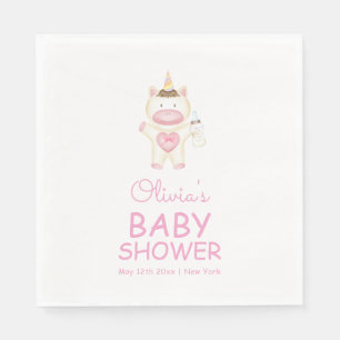 Pink Fairytale Unicorn Bottle Baby Shower Napkin