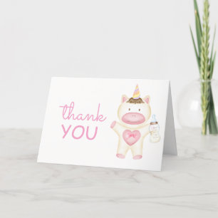 Pink Fairytale Unicorn Bottle Baby Shower  Thank You Card