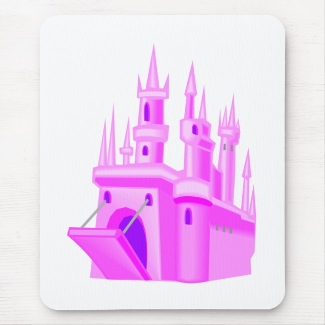 Pink Fairytale Wedding Castle Mouse Mat (Front)