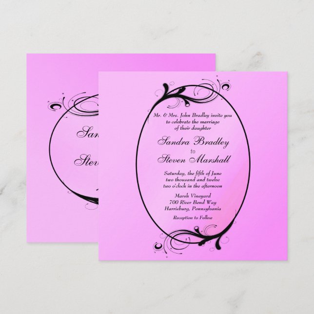 Pink Fairytale Wedding Invitation (Front/Back)