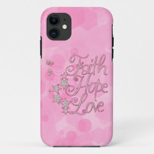 Pink Faith Hope Love Butterflies Stars Virtues iPhone 11 Case