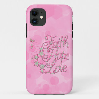 Pink Faith Hope Love Butterflies Stars Virtues iPhone 11 Case