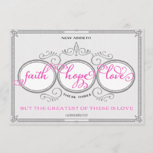 Pink Faith Hope Love Wedding Invitation