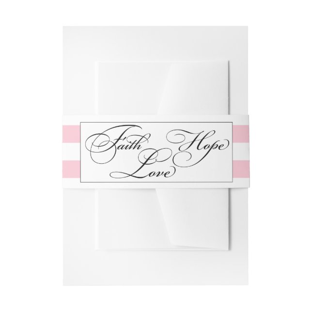Pink Faith Hope Love Wedding Invitation Band Invitation Belly Band (Front Example)