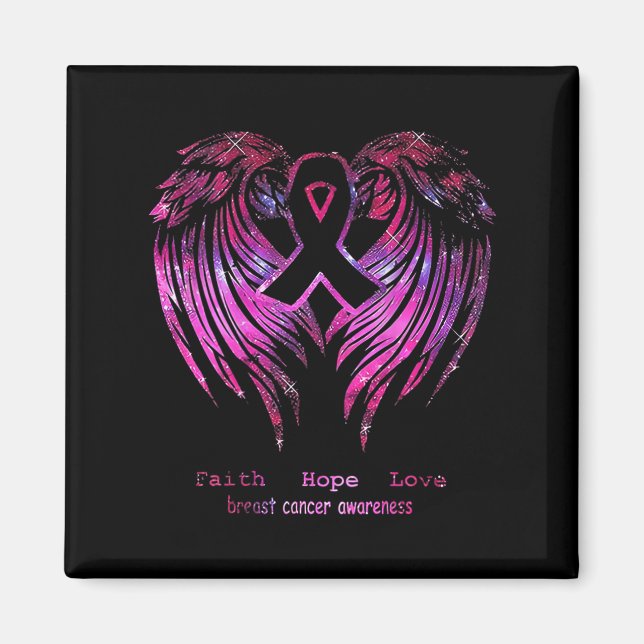 Pink Faith Hope Love Wings Breast Cancer Awareness Magnet (Front)