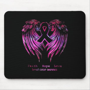 Pink Faith Hope Love Wings Breast Cancer Awareness Mouse Mat
