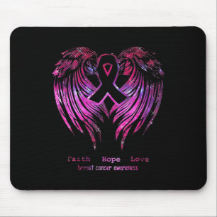 Pink Faith Hope Love Wings Breast Cancer Awareness Mouse Mat