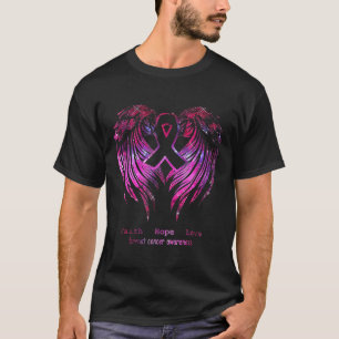 Pink Faith Hope Love Wings Breast Cancer Awareness T-Shirt