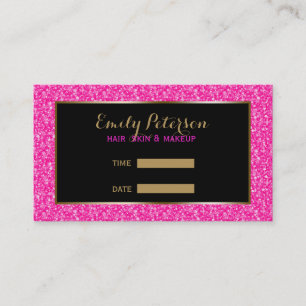 Pink Fake Glitter Gold Accents Business Card