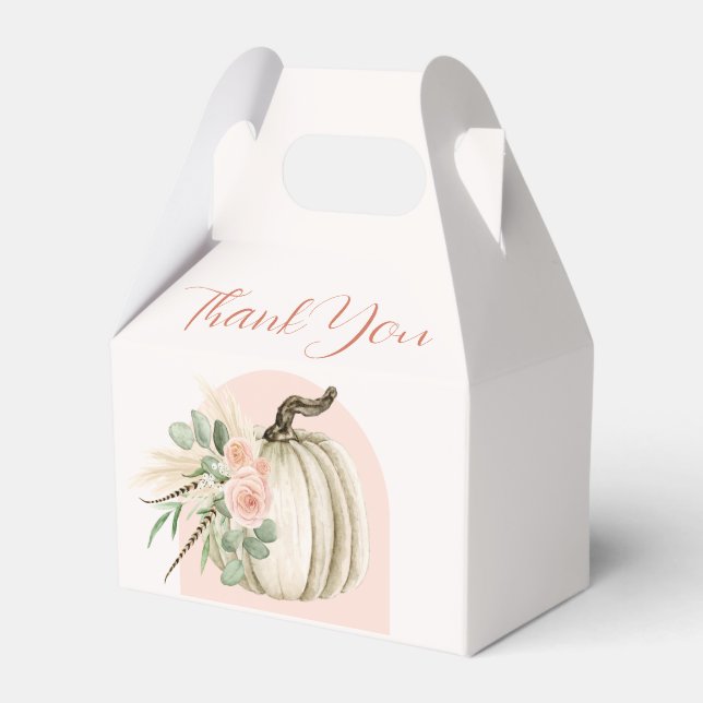 Pink Fall Pumpkin Floral Boho Arch  Favour Box (Front Side)