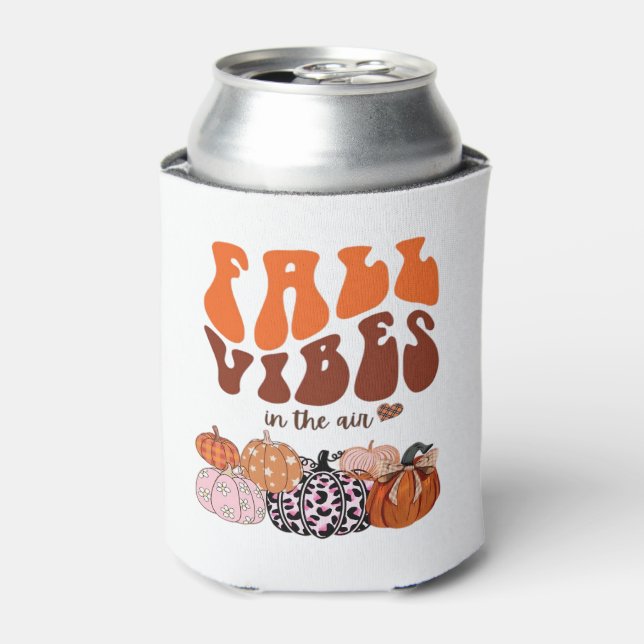 Pink Fall Pumpkin T-Shirt � Cute Autumn Graphic Te Can Cooler (Can Front)