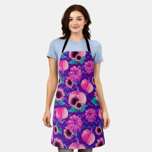 PINK FALL PUMPKINS & PINK SUNFLOWERS APRON