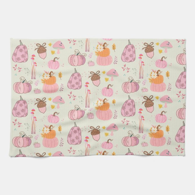  Pink Fall Tea Towel (Horizontal)