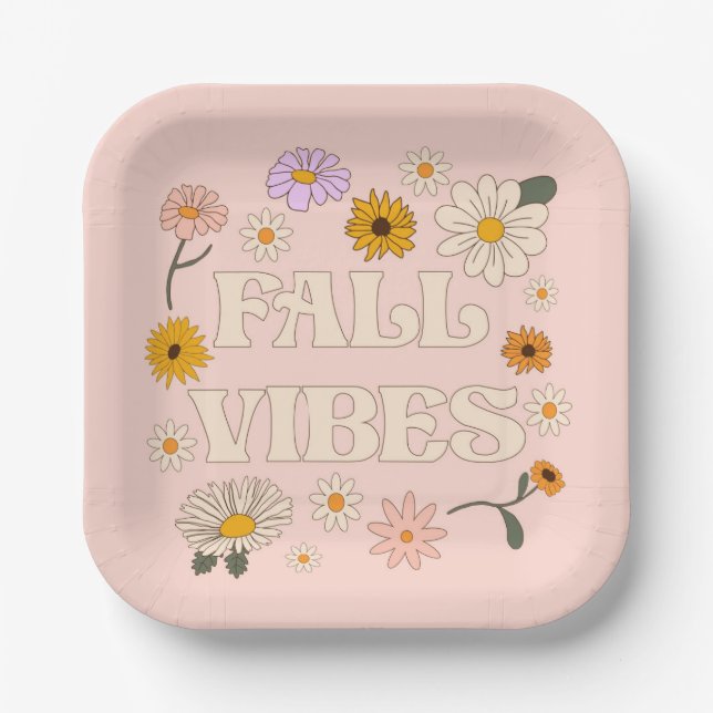 Pink Fall Vibes Paper Plate (Front)